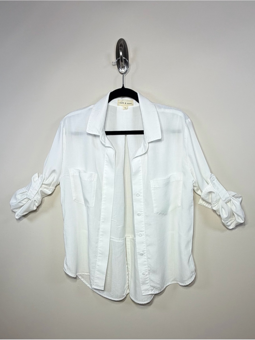Anthropologie Cloth & Stone Ava Split Back Shirt White M - Picture 6 of 17